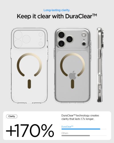 Spigen Ultra Hybrid MagFit Apple iPhone 17 Pro tok, MagSafe, Clear Gold, átlátszó-arany