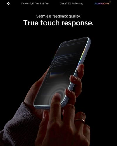 Spigen Glas.tR EZ Fit Privacy Apple iPhone Air (2025) tempered kijelzővédő fólia felhelyező kerettel (2db)