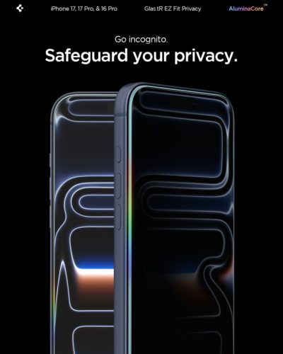 Spigen Glas.tR EZ Fit Privacy Apple iPhone Air (2025) tempered kijelzővédő fólia felhelyező kerettel