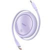 Baseus Free2Draw Mini USB-C töltő-és adatkábel, kihúzható, automata behúzó funkcióval, 100W, 1m, lila