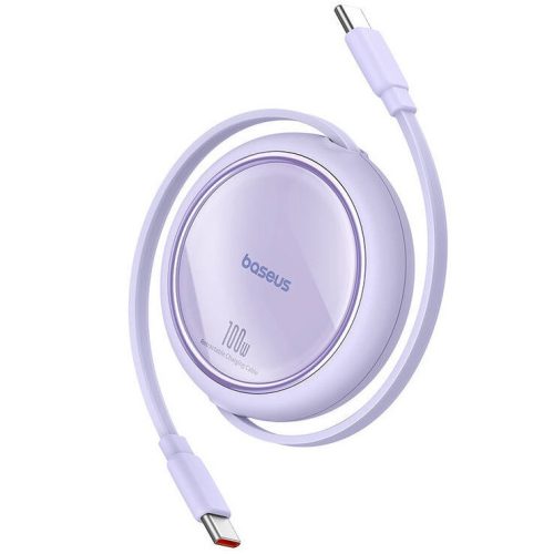 Baseus Free2Draw Mini USB-C töltő-és adatkábel, kihúzható, automata behúzó funkcióval, 100W, 1m, lila