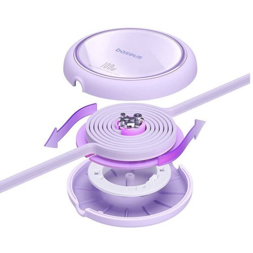 Baseus Free2Draw Mini USB-C töltő-és adatkábel, kihúzható, automata behúzó funkcióval, 100W, 1m, lila