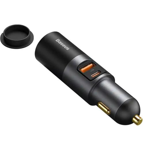 Baseus Share Together 2×USB-A autós gyorstöltő, szivargyújtó kimenettel, 60W, szürke