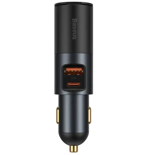 Baseus Share Together 2×USB-A autós gyorstöltő, szivargyújtó kimenettel, 60W, szürke