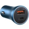 Baseus Golden Contactor Pro USB-A-USB-C autós gyorstöltő 40W + USB-C-Lightning kábel, 20W, 1m, kék