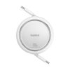 Baseus Free2Draw Mini USB-C töltő-és adatkábel, kihúzható, automata behúzó funkcióval, 100W, 1m, fehér