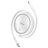 Baseus Free2Draw Mini USB-C töltő-és adatkábel, kihúzható, automata behúzó funkcióval, 100W, 1m, fehér