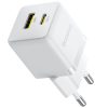 Baseus Palm 2in1 USB-C-USB-A hálózati gyorstöltő adapter, 20W, fehér