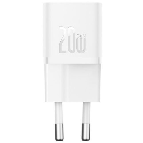Baseus GaN5 Mini USB-C hálózati gyorstöltő adapter 20W, + USB-C-USB-C fonott kábel, 100W, fehér