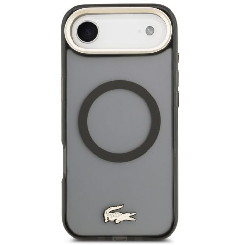 Lacoste PC/TPU Frosted Finish Gold Logo Apple iPhone Air (2025) MagSafe tok kameravédő peremmel, fekete-arany
