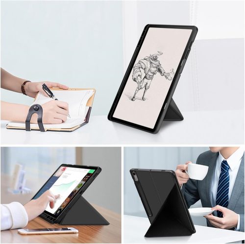 Origami Smart Case Samsung Galaxy Tab S6 Lite (2020 / 2022 /2024) mappa tok, érintőceruza tartóval, fekete