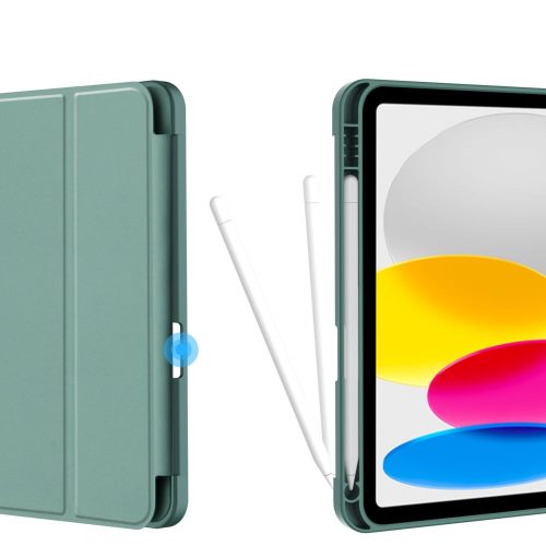 Tech-Protect Sc Pen Apple iPad 11 2025 / iPad 10.9 2022 oldalra nyíló, kitámasztható mappa tok ceruza tartóval, zöld