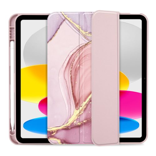Tech-Protect Sc Pen Apple iPad 11 2025 / iPad 10.9 2022 oldalra nyíló, kitámasztható mappa tok ceruza tartóval, márvány
