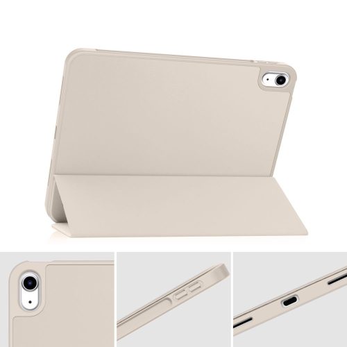Tech-Protect Sc Pen Apple iPad 11 2025 / iPad 10.9 2022 oldalra nyíló, kitámasztható mappa tok ceruza tartóval, bézs