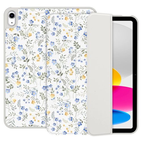 Tech-Protect Sc Pen Apple iPad 11 2025 / iPad 10.9 2022 oldalra nyíló, kitámasztható mappa tok ceruza tartóval, virág minta