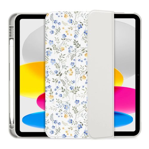 Tech-Protect Sc Pen Apple iPad 11 2025 / iPad 10.9 2022 oldalra nyíló, kitámasztható mappa tok ceruza tartóval, virág minta