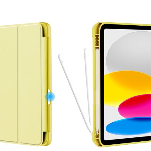 Tech-Protect Sc Pen Apple iPad 11 2025 / iPad 10.9 2022 oldalra nyíló, kitámasztható mappa tok ceruza tartóval, sárga