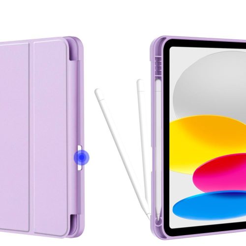 Tech-Protect Sc Pen Apple iPad 11 2025 / iPad 10.9 2022 oldalra nyíló, kitámasztható mappa tok ceruza tartóval, lila