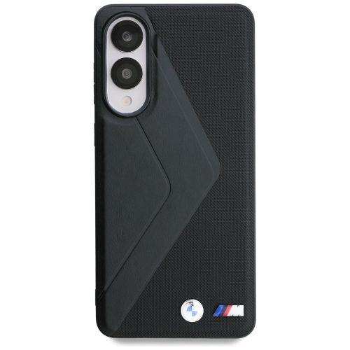 BMW Leather Oversized Stripes Samsung Galaxy S25 Edge bőr MagSafe hátlap tok, fekete
