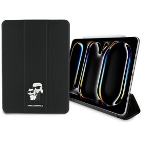   Karl Lagerfeld Saffiano Magnetic Karl &Choupette Apple iPad Pro 11 2024 / 2025 kihajtható tok, Mágneses, fekete