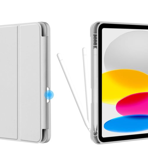Tech-Protect Sc Pen Apple iPad 11 2025 / 10.9 2022 oldalra nyíló, kitámasztható mappa tok ceruza tartóval, szürke
