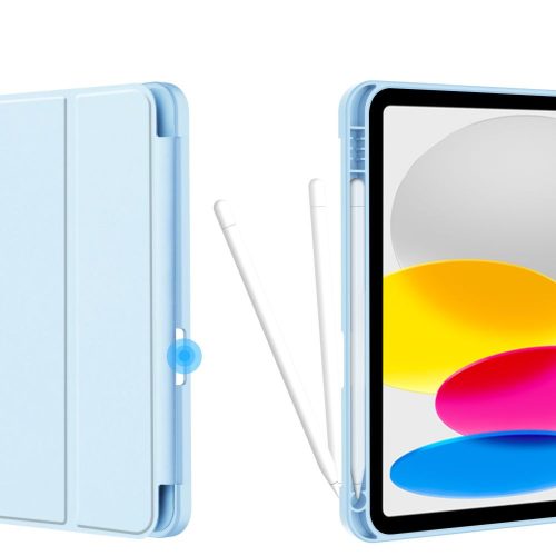 Tech-Protect Sc Pen Apple iPad 11 2025 / 10.9 2022 oldalra nyíló, kitámasztható mappa tok ceruza tartóval, világoskék