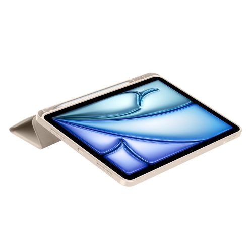 Tech-Protect Sc Pen Apple Air 11 (2024 / 2025) / iPad Air 4 / 5 (2020 / 2022) oldalra nyíló, kitámasztható mappa tok ceruza tartóval, bézs