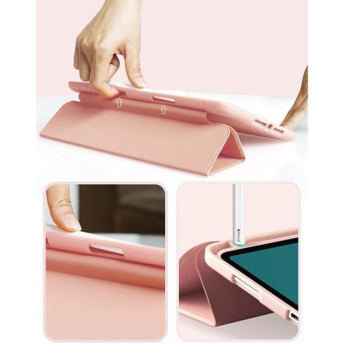 Tech-Protect Sc Pen Apple iPad 10.2 (2019 / 2020 / 2021) oldalra nyíló, kitámasztható mappa tok ceruza tartóval, rózsaszín