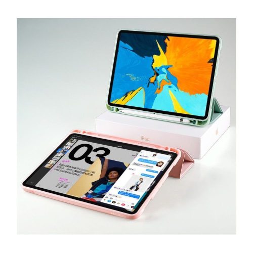 Tech-Protect Sc Pen Apple iPad 10.2 (2019 / 2020 / 2021) oldalra nyíló, kitámasztható mappa tok ceruza tartóval, rózsaszín