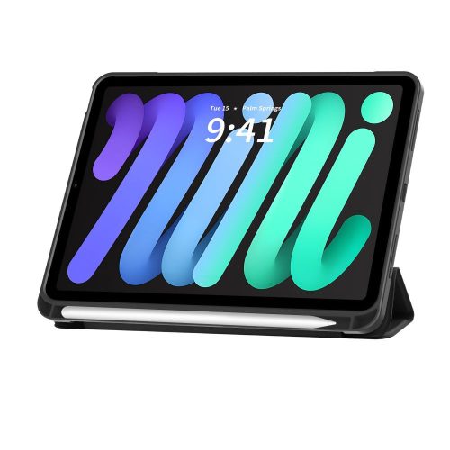 Tech-Protect Sc Pen Apple iPad Mini 7 / iPad Mini 6 2021 oldalra nyíló, kitámasztható mappa tok ceruza tartóval, fekete