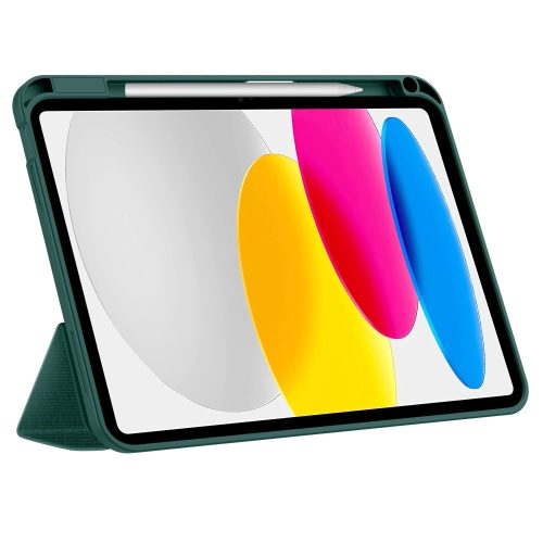 Tech-Protect Sc Pen Canvas Apple iPad 11 2025 / 10.9 2022 oldalra nyíló, kitámasztható mappa tok ceruza tartóval, zöld