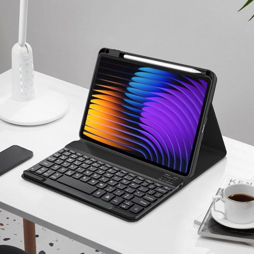 Tech-Protect Sc Pen Xiaomi Pad 7 Pro / Pad 7 oldalra nyíló, kitámasztható mappa tok ceruza tartóval, billentyűzettel, fekete
