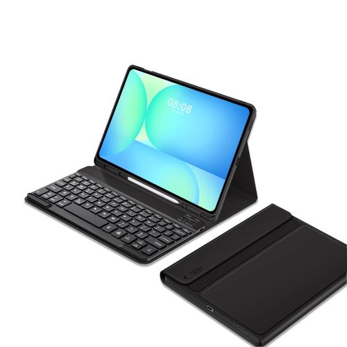 Tech-Protect Sc Pen Samsung Galaxy Tab S10 FE+ oldalra nyíló, kitámasztható mappa tok ceruza tartóval, billentyűzettel, fekete