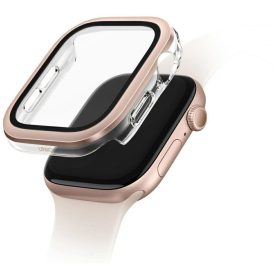   Uniq Voute Apple Watch 11 / Watch 10 46mm műanyag tok, tempered glass kijelzővédő üvegfóliával, rozéarany