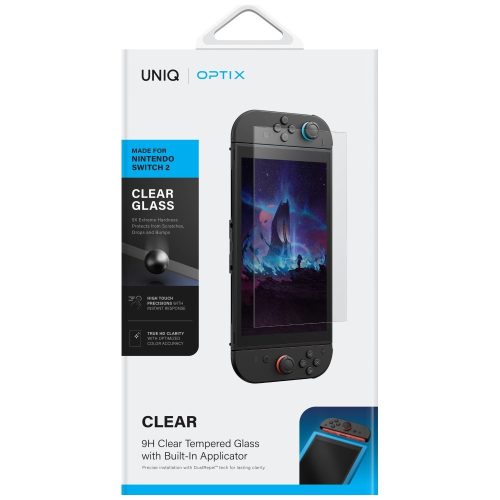 Uniq Optix Clear Nintendo Switch 2 Tempered Glass kijelzővédő fólia, átlátszó
