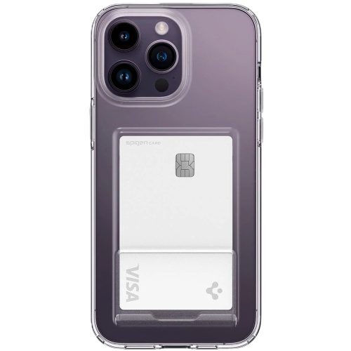 Spigen Crystal Slot Apple iPhone 14 Pro tok kártyatartóval, Crystal Clear, átlátszó