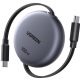 Ugreen USB-C-USB-C behúzható, állítható töltő-és adatkábel automatikus visszatekeréssel, 100W, 1m, fekete