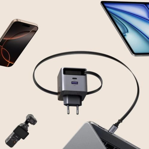 Ugreen X614 USB-C + USB-A hálózati töltő adapter USB-C kábellel, GaN, 45W, 3A, szürke