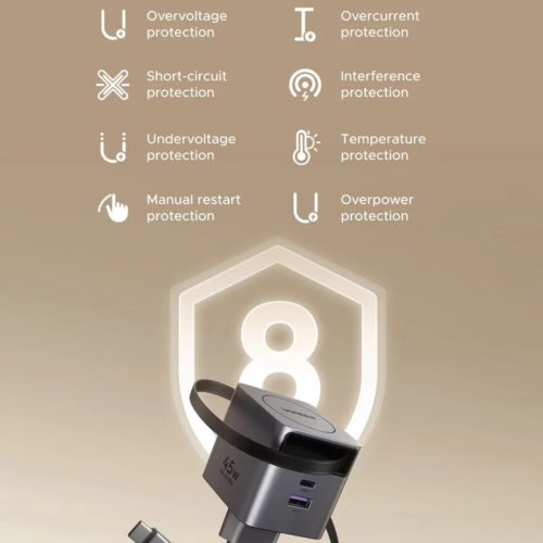 Ugreen X614 USB-C + USB-A hálózati töltő adapter USB-C kábellel, GaN, 45W, 3A, szürke