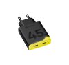 Tactical Minimi 2xUSB-C-USB-A gyorstöltő adapter, kompakt, GaN, 65W, sárga-fekete