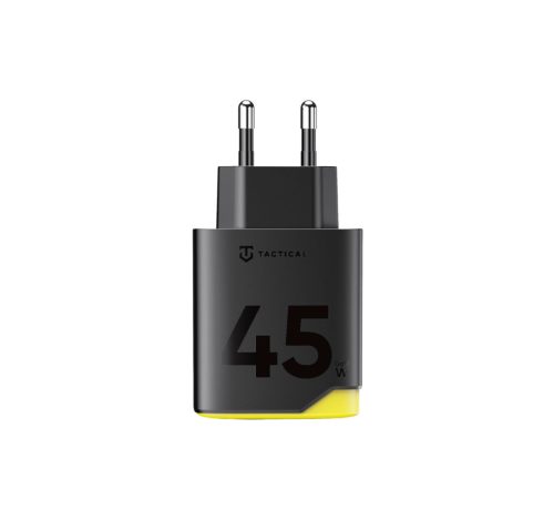 Tactical Minimi 2xUSB-C-USB-A gyorstöltő adapter, kompakt, GaN, 65W, sárga-fekete