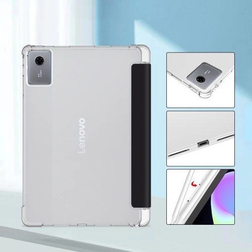 Tech-Protect SC Pen Hybrid Lenovo Idea Tab 11" / K11 2.gen oldalra nyíló, kitámasztható mappa tok, fekete-átlátszó