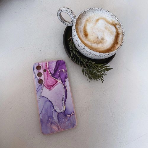 Tech-Protect Icon Samsung Galaxy S25 FE szilikon tok mikroszálas béléssel, márvány minta, rózsaszín
