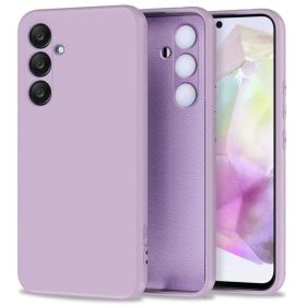   Tech-Protect Icon Samsung Galaxy S25 FE szilikon tok mikroszálas béléssel, márvány minta, lila