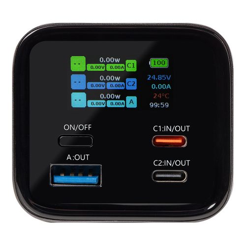 Tactical Squad Battalion USB-C-USB-A Power bank / külső akkumulátor kijelzővel, 27000mAh, 65W, térkép minta, ezüst