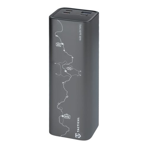 Tactical Squad Battalion USB-C-USB-A Power bank / külső akkumulátor kijelzővel, 27000mAh, 65W, térkép minta, ezüst