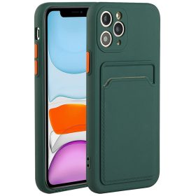   Apple iPhone 11 Pro, Szilikon tok, kártyatartóval, Wooze Card Slot, sötétzöld