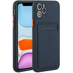   Xiaomi Redmi Note 14 Pro 4G (Global), Szilikon tok, kártyatartóval, Wooze Card Slot, sötétkék