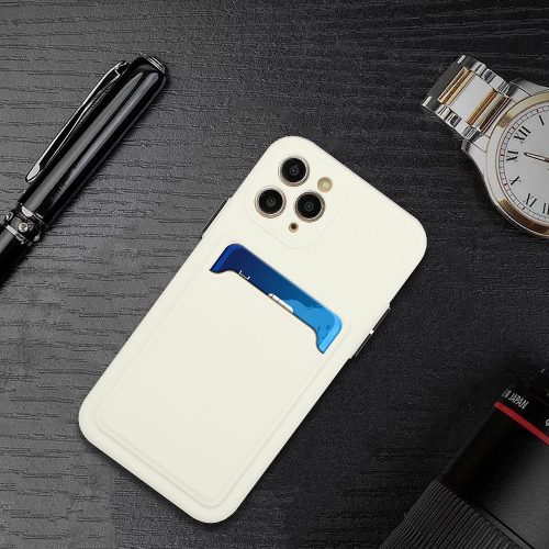 Xiaomi Redmi Note 14 Pro 5G (Global) / Poco X7, Szilikon tok, kártyatartóval, Wooze Card Slot, fehér