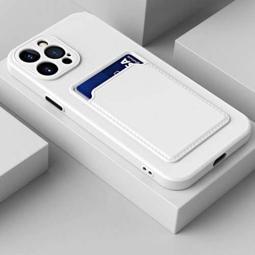 Xiaomi Redmi Note 14 Pro 5G (Global) / Poco X7, Szilikon tok, kártyatartóval, Wooze Card Slot, fehér